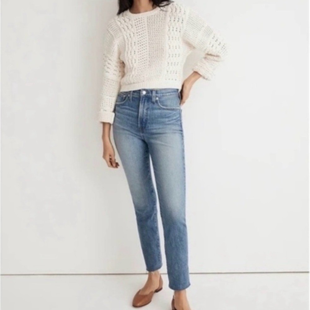 Madewell Perfect Vintage Jeans Straight Leg Raw Hem 25P Denim Core Clean Girl‎